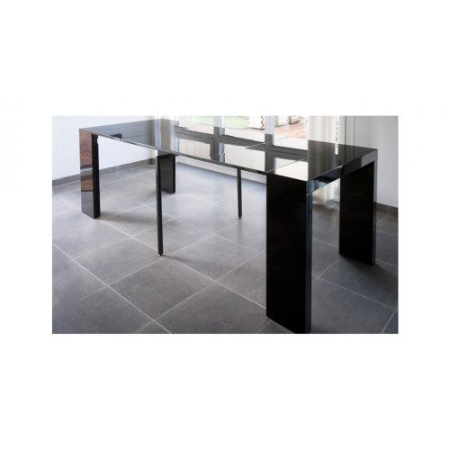 Console extensible 225cm Noir Laque LINE-BLACK - Promos table extensible