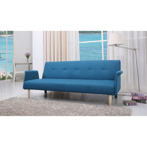 Canapé Convertible en Tissu DARNO Bleu - Promos deco design 40 a 50