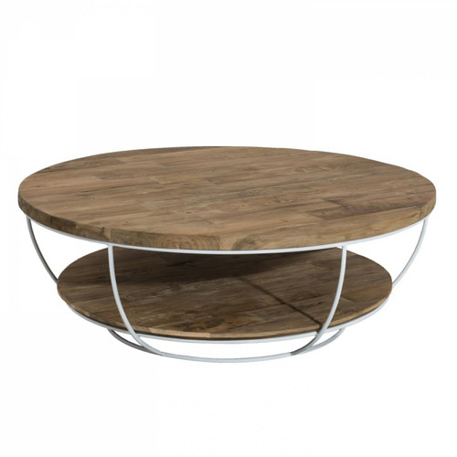 Table basse double plateau en teck recyclé HEZO Macabane  - Table d appoint design