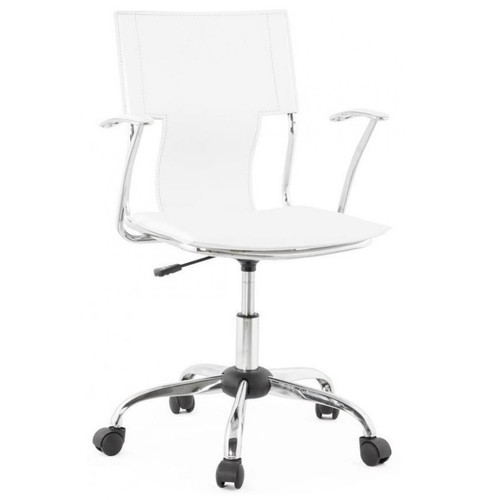 Chaise de bureau Pivotante Blanc et Acier AVA - Chaise de bureau blanche