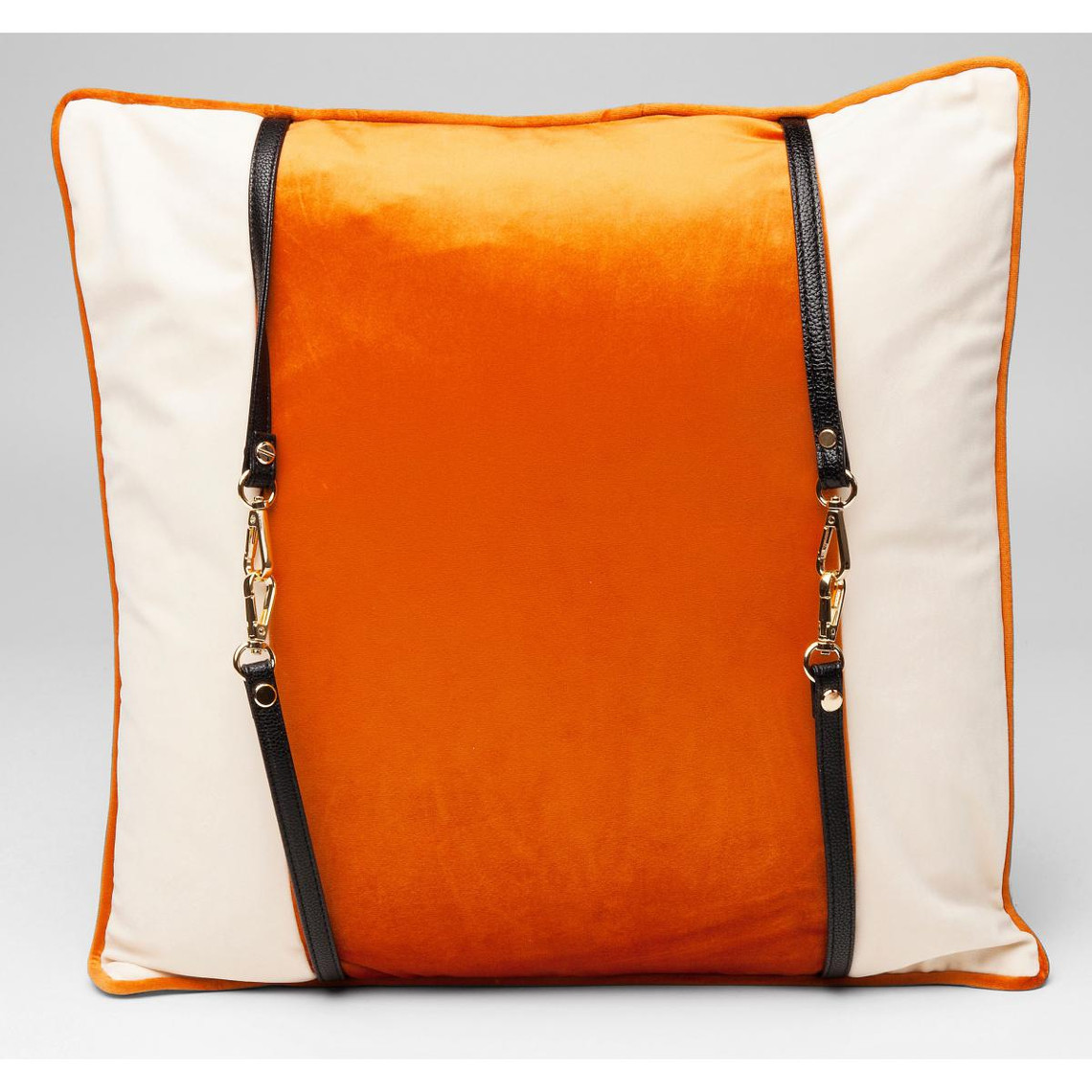 Coussin à Ceintures Orange et Blanc 45x45cm LEA