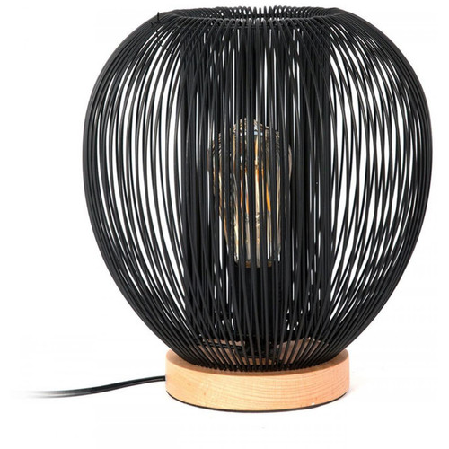 Lampe à Poser Boule Filaire en Métal Noir SARA - Deco luminaire industriel