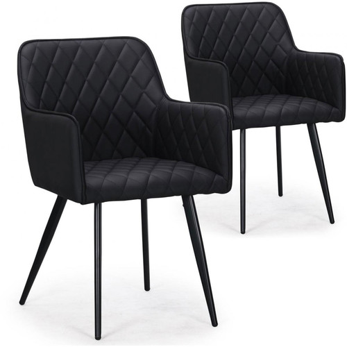 Lot de 2 Chaises Noires KENT - Chaise simili cuir design