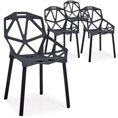 Lot de 4 Chaises Ajourées Noires SPIDI 3S. x Home  - Edition Contemporain Salle à manger