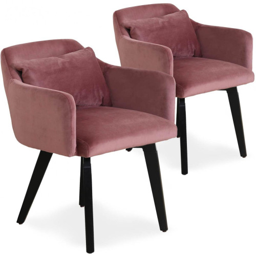 Chaise à Accoudoir Scandinave en Velours Rose GIBBS 3S. x Home  - Chaise design et tabouret design