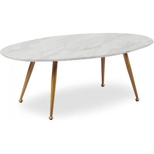 Table Basse Ovale Effet Marbre DORY - 3S. x Home - Tables basses scandinaves