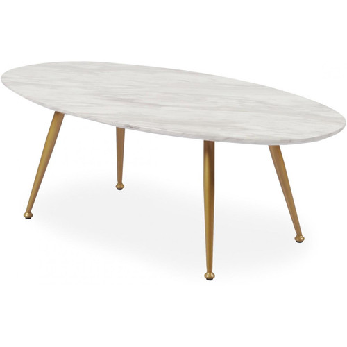 Table Basse Ovale Effet Marbre DORY