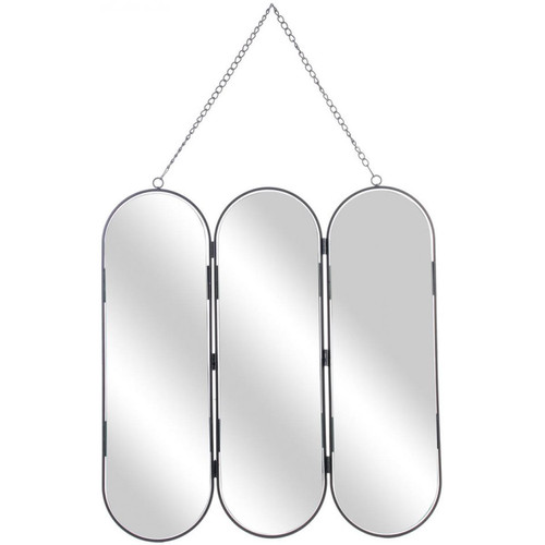 Miroir Barbier à 3 Pans avec Chaînette en Fer Argenté GEGE - Miroir design