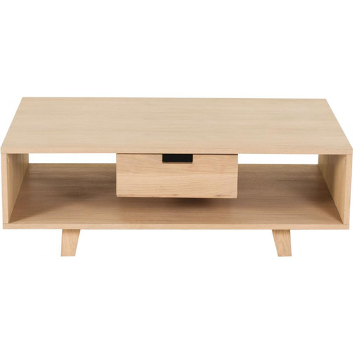 Table Basse Scandinave avec 1 Tiroir Piétement en Chêne SERGIO - Deco meuble design scandinave