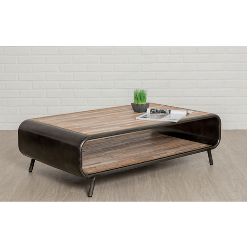 Table Basse en Teck Recyclé et Métal PASCO - 3S. x Home - Salon meuble deco