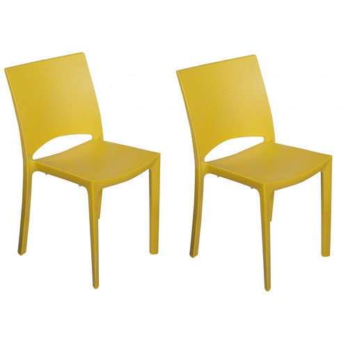 Lot de 2 Chaises Jaunes Effet Croco ARLEQUIN - Chaise jaune design
