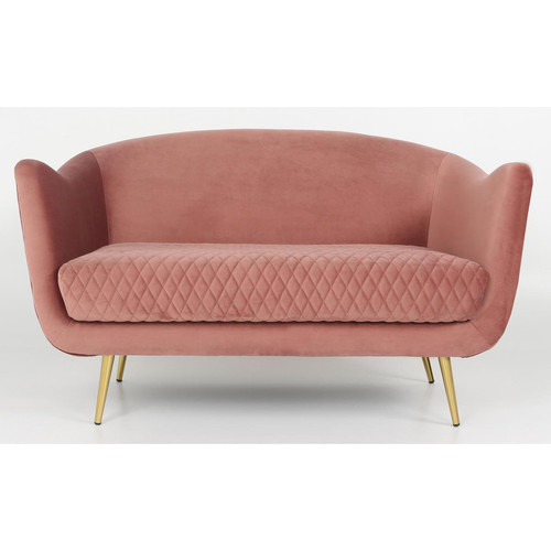 Canapé en Velours Rose et Piètement Or 2 Places MICKEL - 3S. x Home - Deco meuble design scandinave