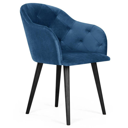 Fauteuil en Velours Bleu FELICIE - 3S. x Home - Pouf et fauteuil design