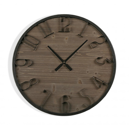 Horloge Mural en Métal Noir 60 cm avec Crochet TIMUP - Promos deco luminaire