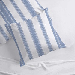 Taie d'oreiller coton MARKUS - Bleu et blanc
