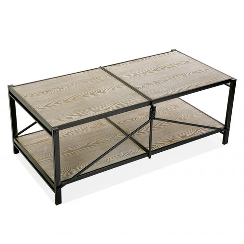 Table Basse Noire et Marron Foncé en Bois et Métal VINTIN 3S. x Home  - Table basse noir design