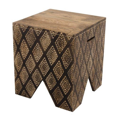 Tabouret carré bois Manguier 40x40cm MEDABA Macabane  - Chaise design et tabouret design