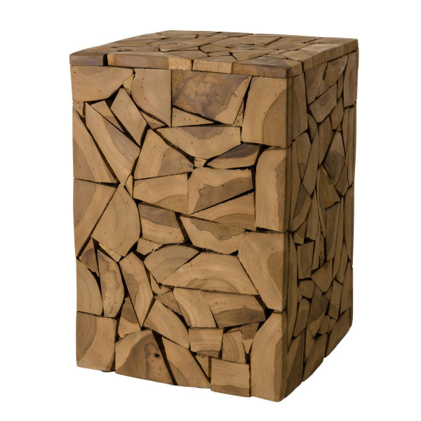 Table d'appoint carrée mozaïc 30x30cm bois Teck LOUXOR