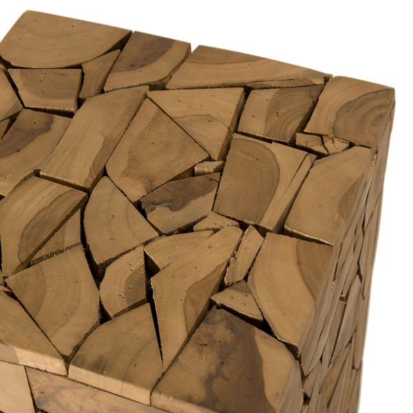 Table d'appoint carrée mozaïc 30x30cm bois Teck LOUXOR