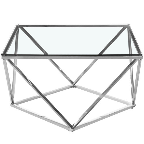 Table basse en Verre Transparent et pieds Argent BLAKE 3S. x Home   - Table basse verre design