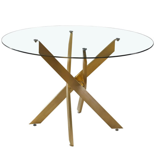 Table ronde en verre pieds Or ELIS - Table a manger design