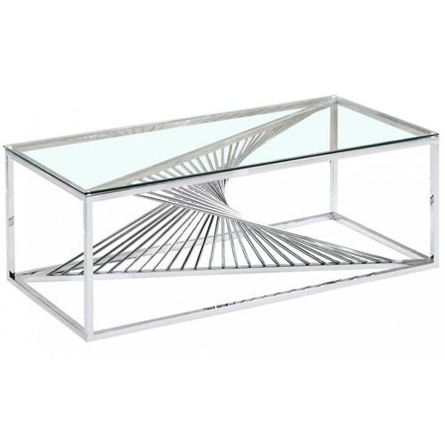 Table basse en Verre Transparent et Pieds Argent DARWIN - Table basse verre design