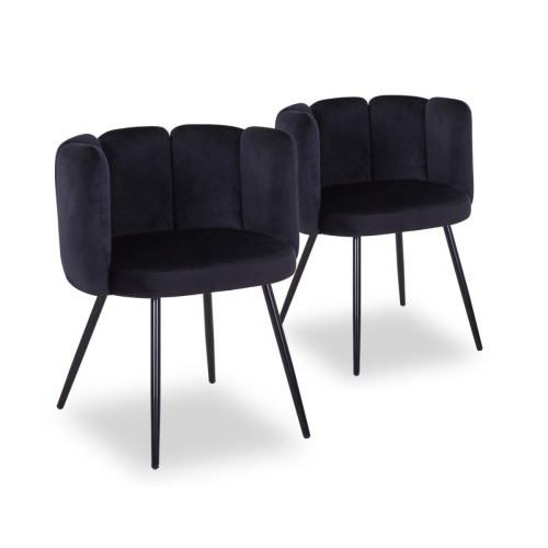 Lot de 2 chaises Velours Noir CRISTOBAL 3S. x Home  - Chaise tissu design