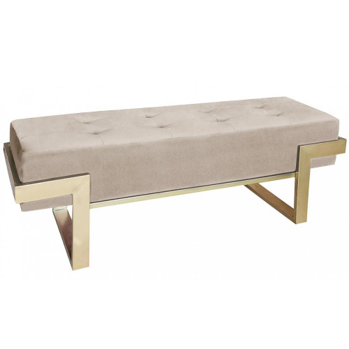 Banquette Velours Taupe Pieds Or LEMPA - Banc