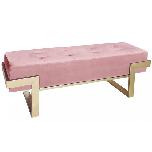 Banquette Velours Rose Pieds Or LEMPA - 3S. x Home - Salle a manger