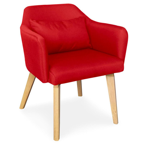Lot de 2 chaises / fauteuils scandinaves Tissu Rouge ULRIK - Fauteuil rouge design