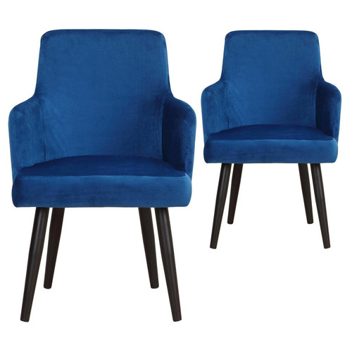 Lot de 2 Fauteuils Velours Bleu HELGA - 3S. x Home - Pouf et fauteuil design