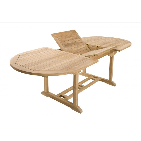 SALON DE JARDIN EN BOIS TECK  8/10 pers : Ensemble de jardin:  1 Table ovale  extensible 180*240/100 cm et 6 chaises