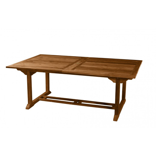 Table de jardin 10/12 personnes - rectangulaire double extension 200/300 x 120 cm en bois Teck huilé Macabane  - Table de jardin design