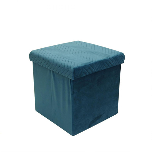 Coffre pliable en Velours Bleu DUDLEY 3S. x Home  - Pouf design pouf geant
