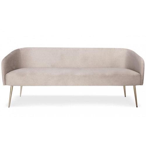 Canapé 3 places Velours Taupe Pieds Or MALGA 3S. x Home  - Canape blanc design