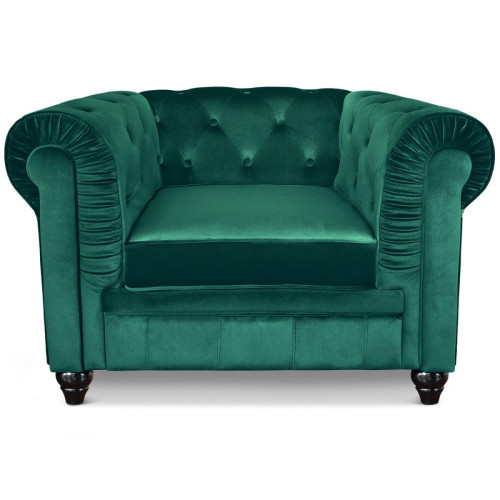 Grand fauteuil  Velours Vert LANOS - Fauteuil vert design