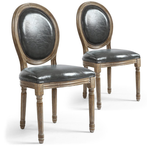 Lot de 2 chaises médaillon Simili (P.U) Gris LAGER 3S. x Home  - Chaise design