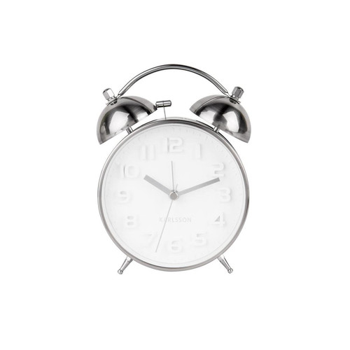 Réveil WHITY - Acier brossé blanc - Horloge metal design