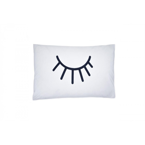 Les signatures - Taie d'oreiller en percale de coton - Blanc /Broderie noir L'Officiel Interiors  - Promos deco design 60 a 70