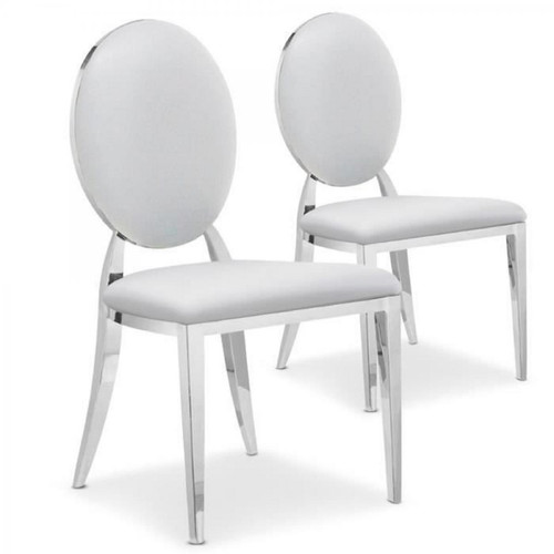 Lot de 2 chaises médaillon Simili Blanc DALHAO 3S. x Home  - Chaise design et tabouret design