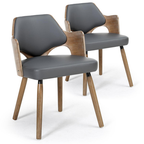 Lot de 2 chaises scandinaves Vintage Gris TIDENCIA 3S. x Home  - Chaise design
