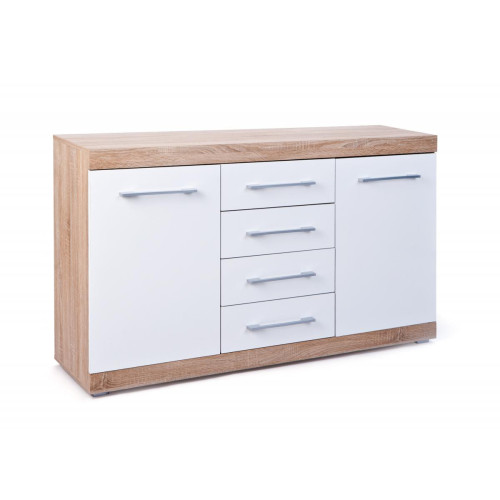 Commode 4 tiroirs Blanche LIDAY - Rangement meuble