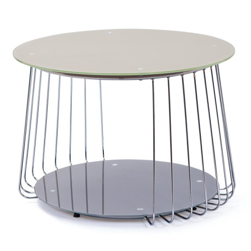 Table Basse en verre et Métal Chromé LINEARIS D70 cm 3S. x Home  - Table basse verre design
