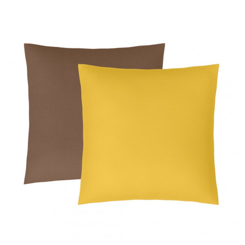 Taie d'oreiller coton bicolore TERTIO® - Curry / Chocolat - 3S. x Tertio (Nos Unis) - Promos deco design 30 a 40