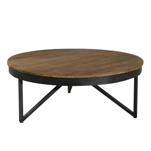 Table basse ronde 90 x 90 cm bois et métal - SIANA Macabane  - Deco style industriel