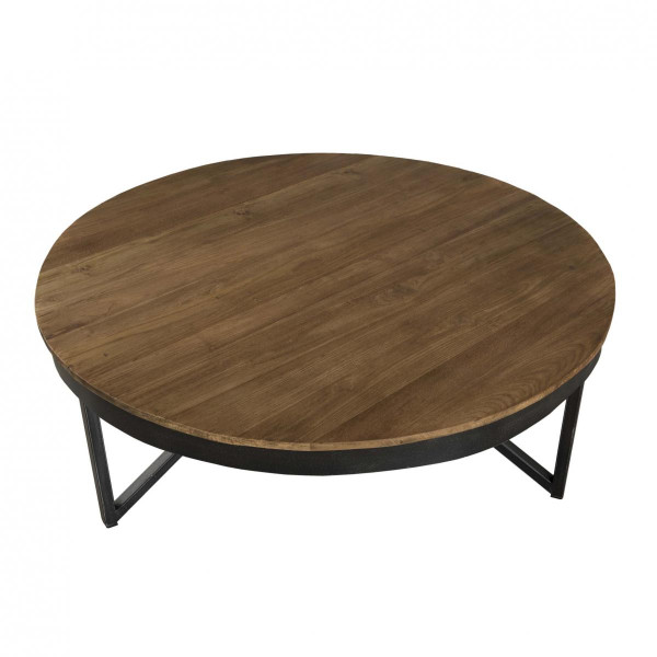 Table basse ronde 90 x 90 cm bois et métal - SIANA