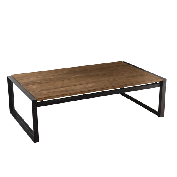 Table basse rectangulaire bois de Teck recyclé pieds métal - SIANA
