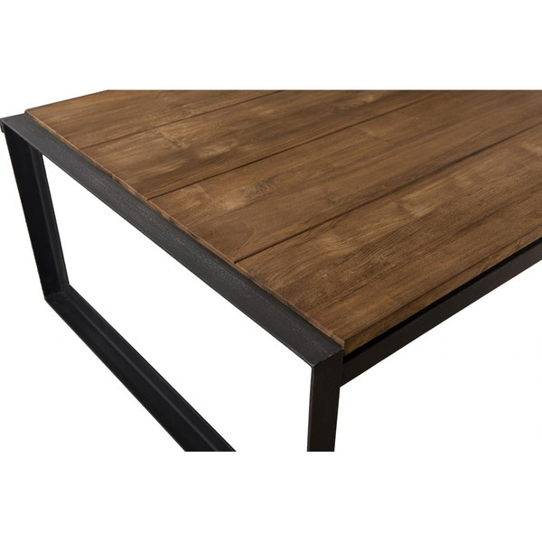Table basse rectangulaire bois de Teck recyclé pieds métal - SIANA