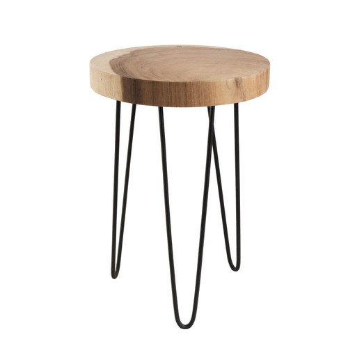 Petite Table d'appoint ronde  - bois nature Mungur - Pieds épingles scandi métal - CLEA - Table d appoint design
