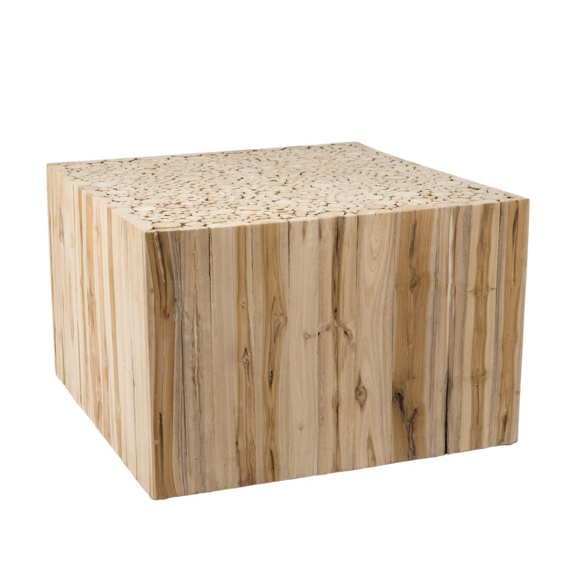 Table basse carrée bois nature en Teck - CAMIL